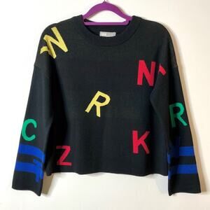 ASOS black long sleeved cropped sweater w/letters